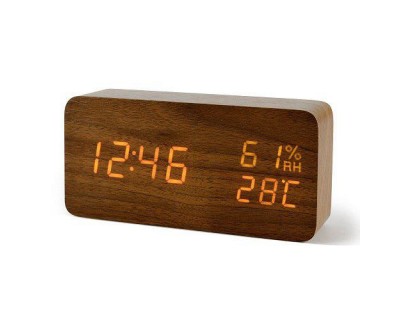 قیمت خرید ساعت و دماسنج رومیزی دیجیتال طرح چوب مستطیلی Woody Clock