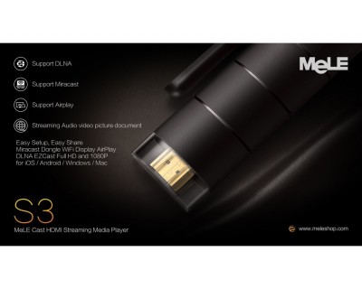 قیمت خرید دانگل حرفه ای تلویزیون و پروژکتور وایرلس مله کست MeLE Cast S3 - HDMI streaming Media Player Doungle